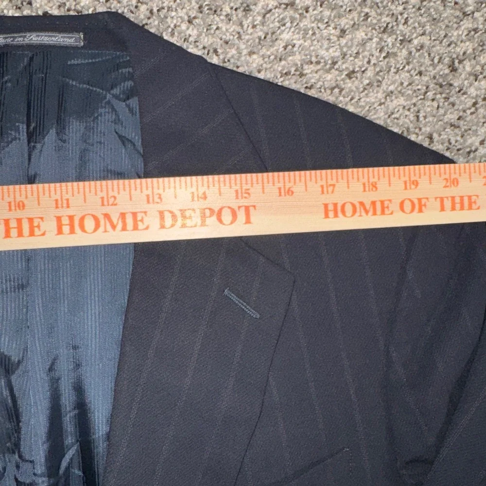 Ermenegildo Zegna Soft Mens 44L Navy Blue Pinstripe Wool Blazer Sport Coat